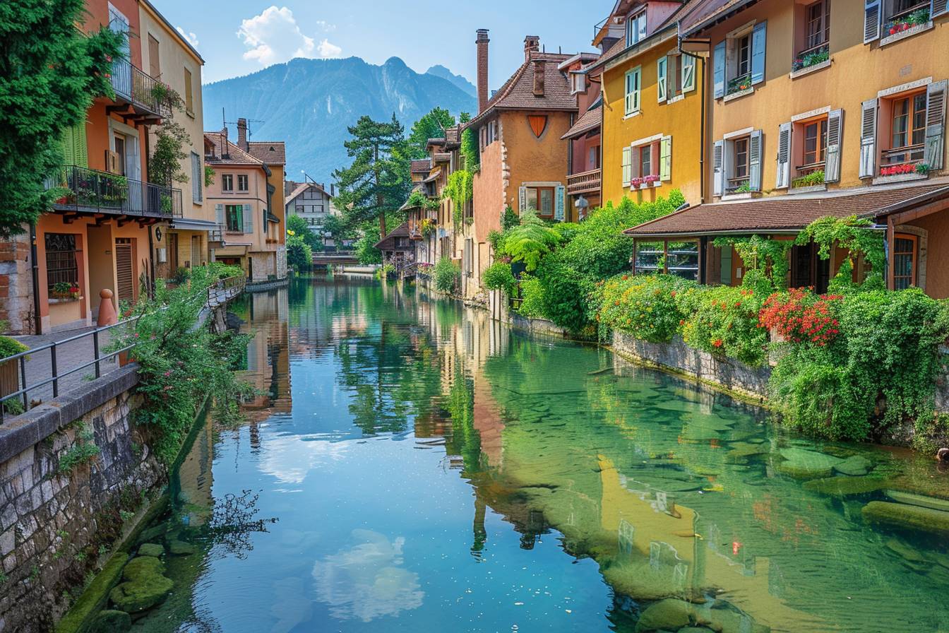 Besneeuwde pistes in Annecy onder een blauwe lucht
Vakantiegangers genieten van skiën in Annecy